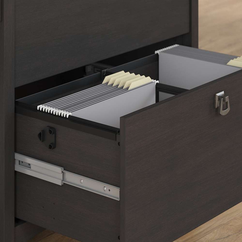Bush Furniture - Salinas 60W L Shaped Desk with Lateral File Cabinet and 5 Shelf Bookcase in Vintage Black - SAL003VB veiw 5