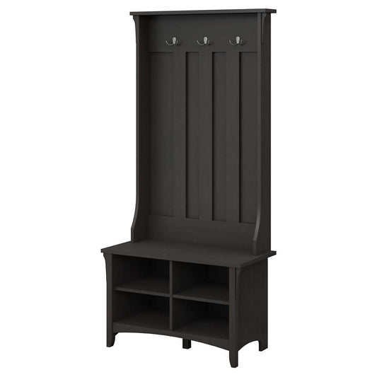 Bush Furniture - Salinas Hall Tree with Storage Bench in Vintage Black - SAL001VB veiw 1