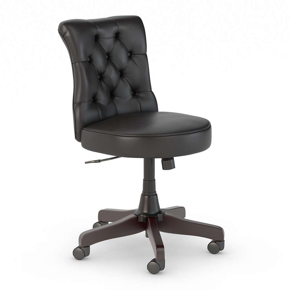 Bush Furniture - Salinas Mid Back Tufted Office Chair in Black Leather - SAL009BL veiw 1