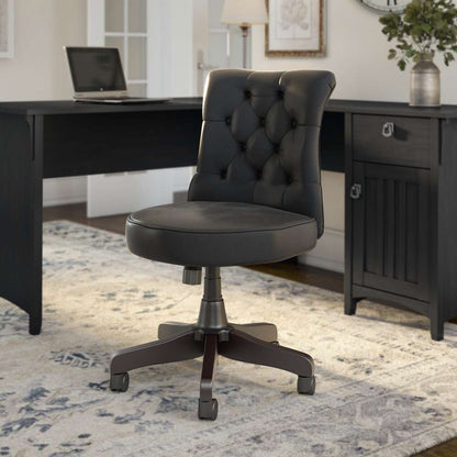 Bush Furniture - Salinas Mid Back Tufted Office Chair in Black Leather - SAL009BL veiw 4