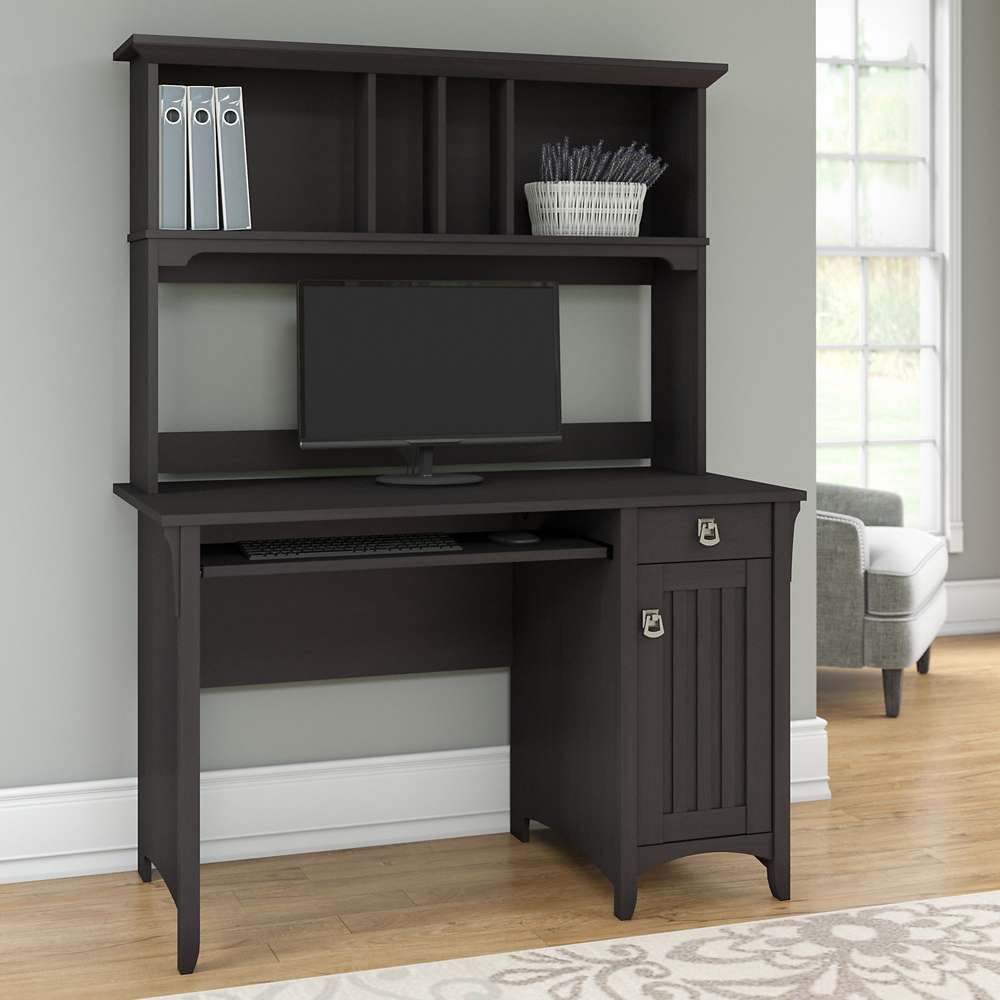 Bush Furniture - Salinas Small Computer Desk with Hutch in Vintage Black - MY72708-03 veiw 4