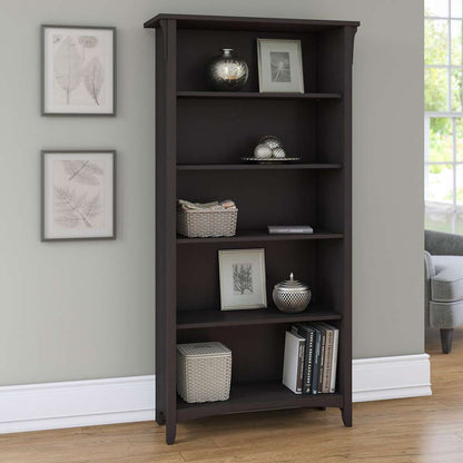 Bush Furniture - Salinas Tall 5 Shelf Bookcase in Vintage Black - SAB132VB-03 veiw 4