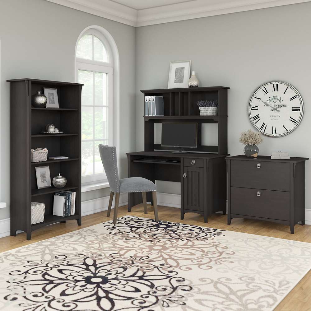 Bush Furniture - Salinas Tall 5 Shelf Bookcase in Vintage Black - SAB132VB-03 veiw 6