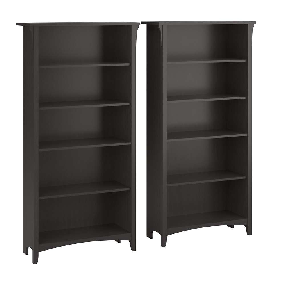 Bush Furniture - Salinas Tall 5 Shelf Bookcase (Set of 2) in Vintage Black - SAL036VB veiw 1