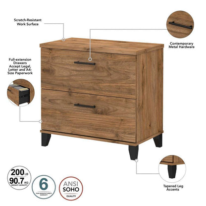 Bush Furniture - Somerset 2 Drawer Lateral File Cabinet in Fresh Walnut - WC81380 veiw 6