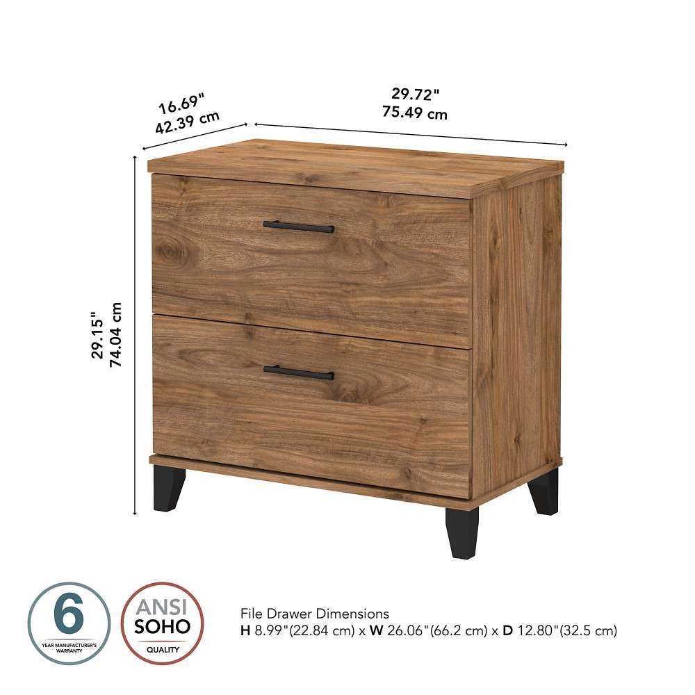 Bush Furniture - Somerset 2 Drawer Lateral File Cabinet in Fresh Walnut - WC81380 veiw 7