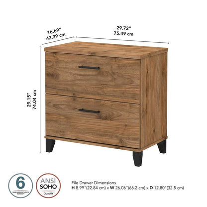 Bush Furniture - Somerset 2 Drawer Lateral File Cabinet in Fresh Walnut - WC81380 veiw 7