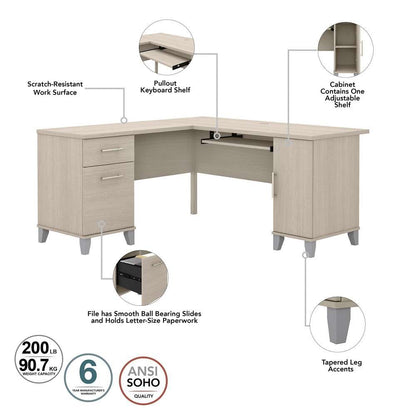 Bush Furniture - Somerset 60W L Desk in Sand Oak - WC81130K veiw 2