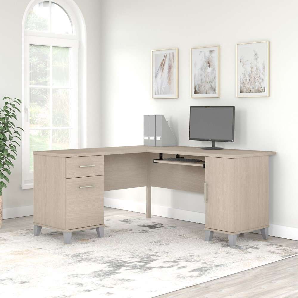 Bush Furniture - Somerset 60W L Desk in Sand Oak - WC81130K veiw 4