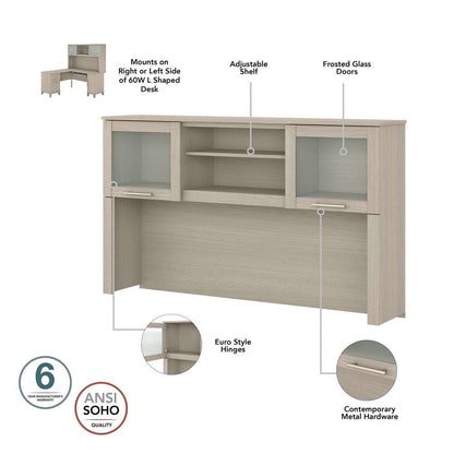 Bush Furniture - Somerset 60W L Desk with Hutch and Bookcase in Sand Oak - SET010SO veiw 3