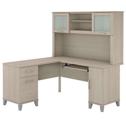Bush Furniture - Somerset 60W L Desk with Hutch in Sand Oak - SET002SO veiw 1
