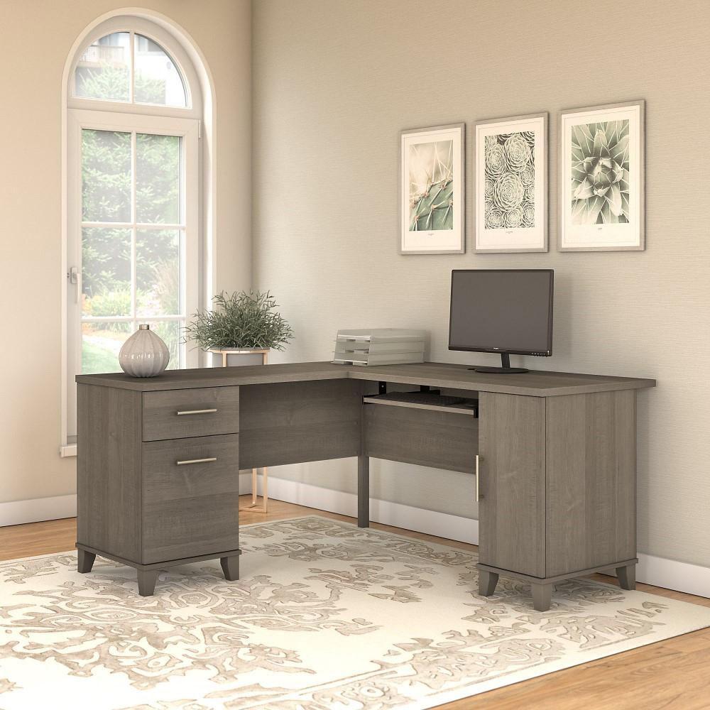 Bush Furniture - Somerset 60W L Shaped Desk in Ash Gray - WC81630K veiw 2