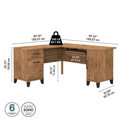 Bush Furniture - Somerset 60W L Shaped Desk with Storage in Fresh Walnut - WC81330K veiw 7