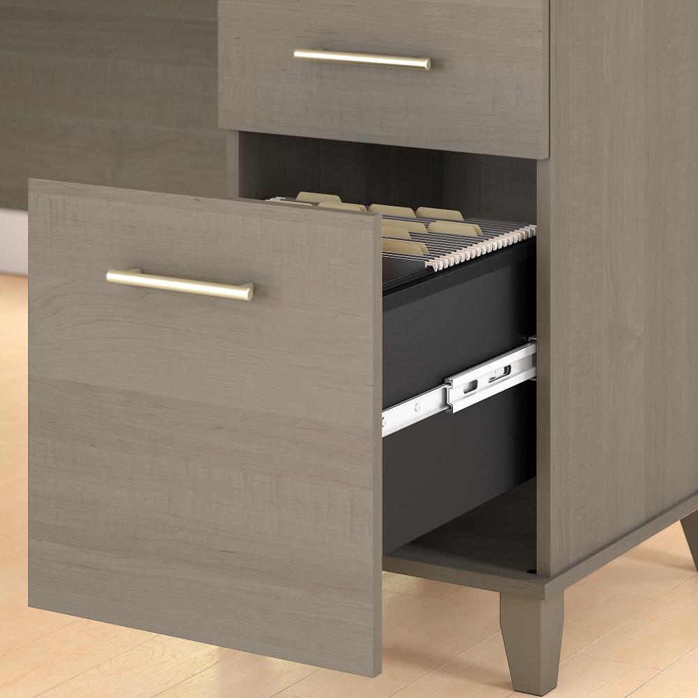 Bush Furniture - Somerset 60W L Shaped Desk with Hutch and Lateral File Cabinet in Ash Gray - SET008AG veiw 5