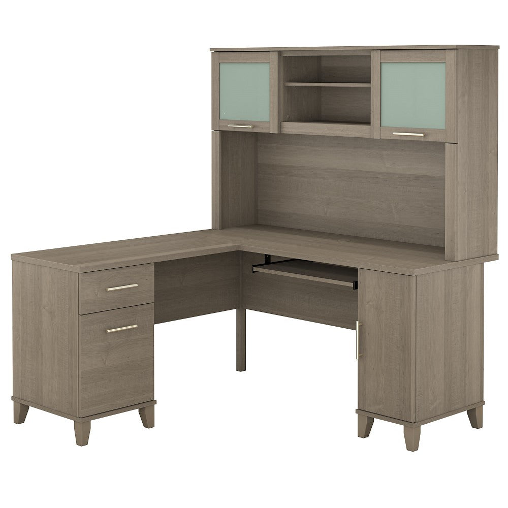 Bush Furniture - Somerset 60W L Shaped Desk with Hutch in Ash Gray - SET002AG veiw 1