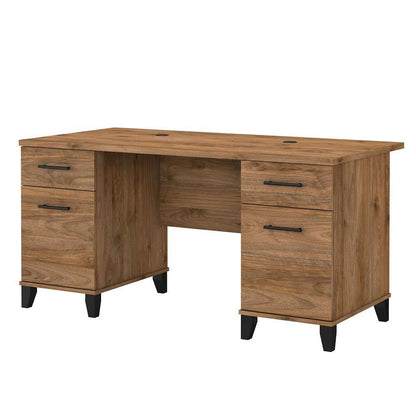 Bush Furniture - Somerset 60W Office Desk with Drawers in Fresh Walnut - WC81328K veiw 1