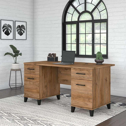 Bush Furniture - Somerset 60W Office Desk with Drawers in Fresh Walnut - WC81328K veiw 2