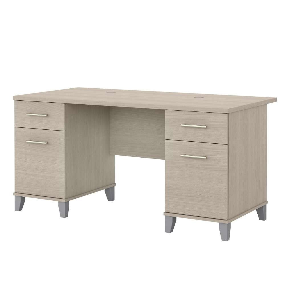 Bush Furniture - Somerset 60W Office Desk with Drawers in Sand Oak - WC81128K veiw 1