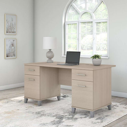 Bush Furniture - Somerset 60W Office Desk with Drawers in Sand Oak - WC81128K veiw 2
