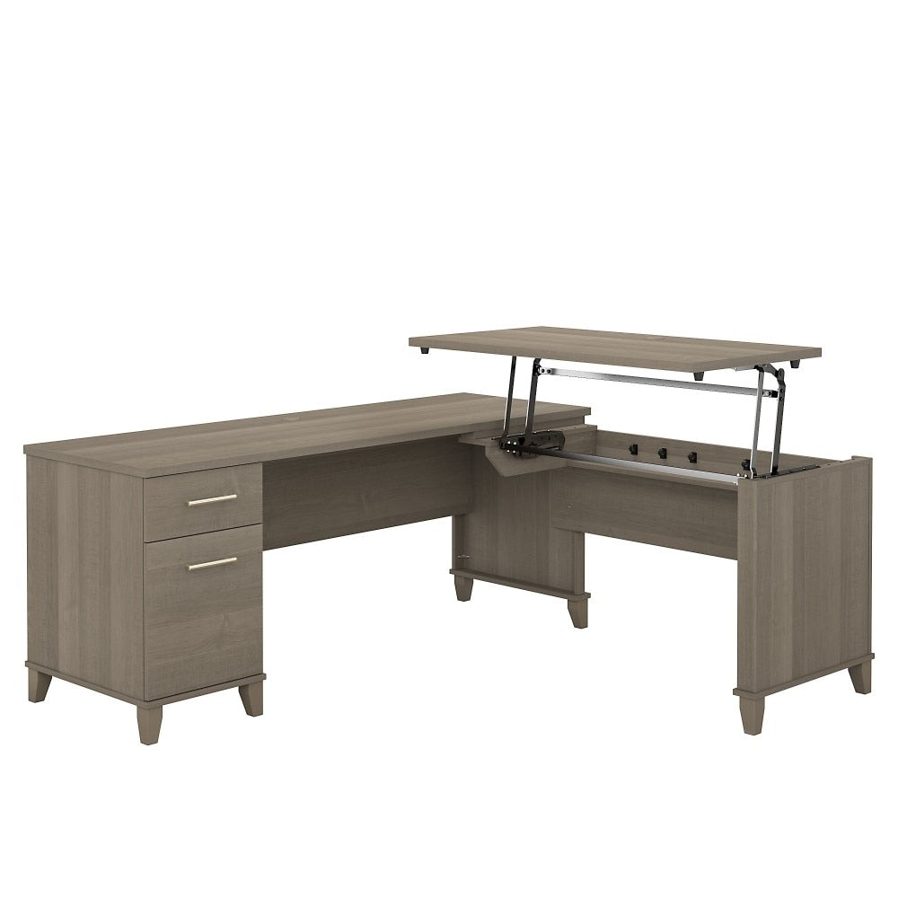 Bush Furniture - Somerset 72W 3 Position Sit to Stand L Shaped Desk in Ash Gray - SET014AG veiw 1