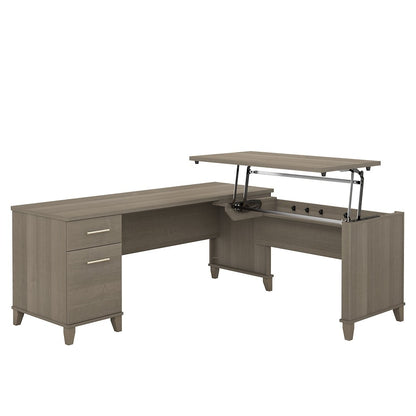 Bush Furniture - Somerset 72W 3 Position Sit to Stand L Shaped Desk in Ash Gray - SET014AG veiw 1