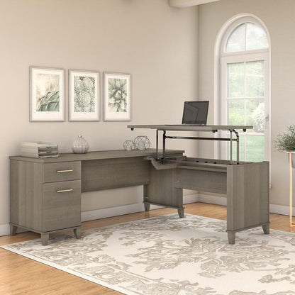 Bush Furniture - Somerset 72W 3 Position Sit to Stand L Shaped Desk in Ash Gray - SET014AG veiw 2