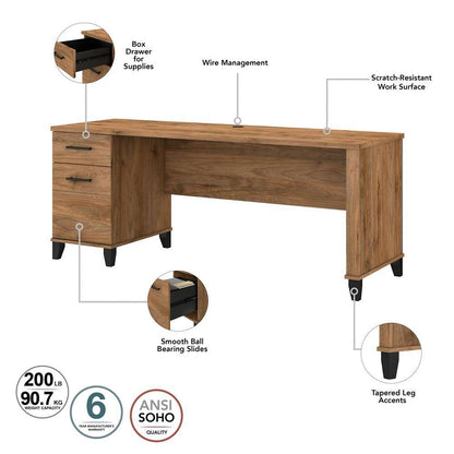 Bush Furniture - Somerset 72W 3 Position Sit to Stand L Shaped Desk with Hutch and File Cabinet in Fresh Walnut - SET016FW veiw 6