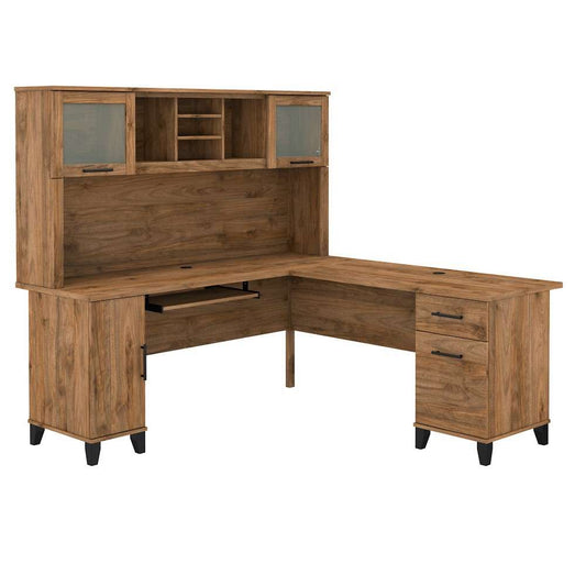 Bush Furniture - Somerset 72W L Shaped Desk with Hutch in Fresh Walnut - SET001FW veiw 1
