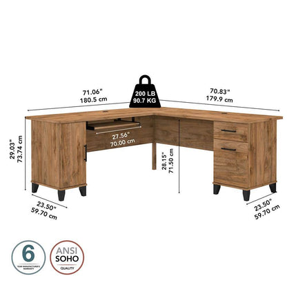 Bush Furniture - Somerset 72W L Shaped Desk with Storage in Fresh Walnut - WC81310K veiw 7