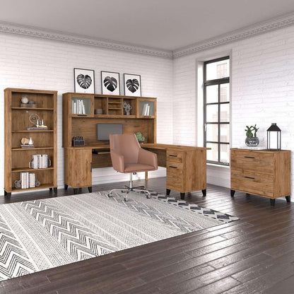Bush Furniture - Somerset 72W L Shaped Desk with Storage in Fresh Walnut - WC81310K veiw 8