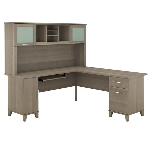 Bush Furniture - Somerset 72W L Shaped Desk with Hutch in Ash Gray - SET001AG veiw 1