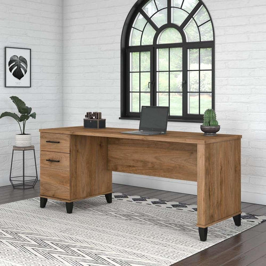 Bush Furniture - Somerset 72W Office Desk with Drawers in Fresh Walnut - WC81372 veiw 2