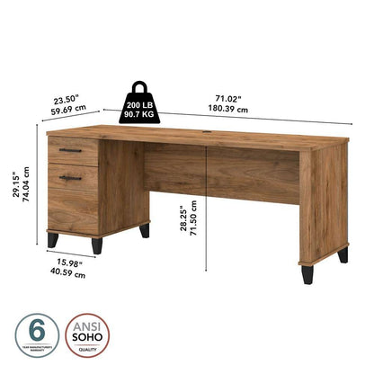 Bush Furniture - Somerset 72W Office Desk with Drawers in Fresh Walnut - WC81372 veiw 7