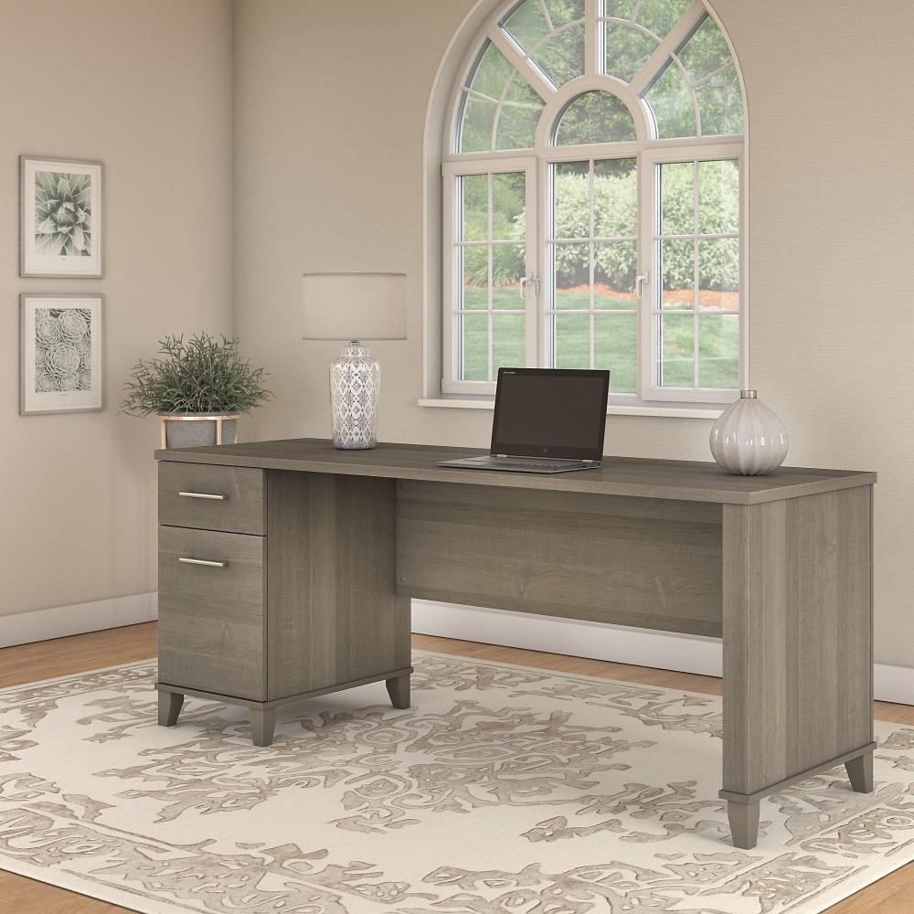 Bush Furniture - Somerset 72W Office Desk with Drawers in Ash Gray - WC81672 veiw 2