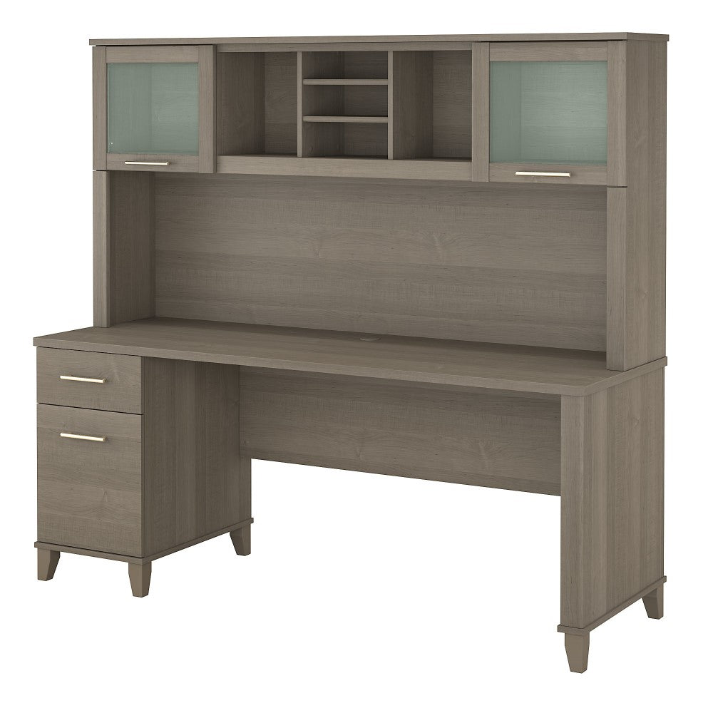 Bush Furniture - Somerset 72W Office Desk with Hutch in Ash Gray - SET018AG veiw 1