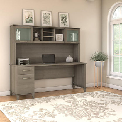 Bush Furniture - Somerset 72W Office Desk with Hutch in Ash Gray - SET018AG veiw 2