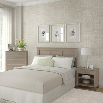Bush Furniture - Somerset Headboard, Chest of Drawers and Nightstand Bedroom Set in Ash Gray - SET005AG veiw 2