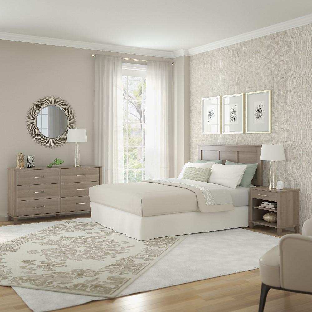 Bush Furniture - Somerset Headboard, Dresser and Nightstand Bedroom Set in Ash Gray - SET003AG veiw 2
