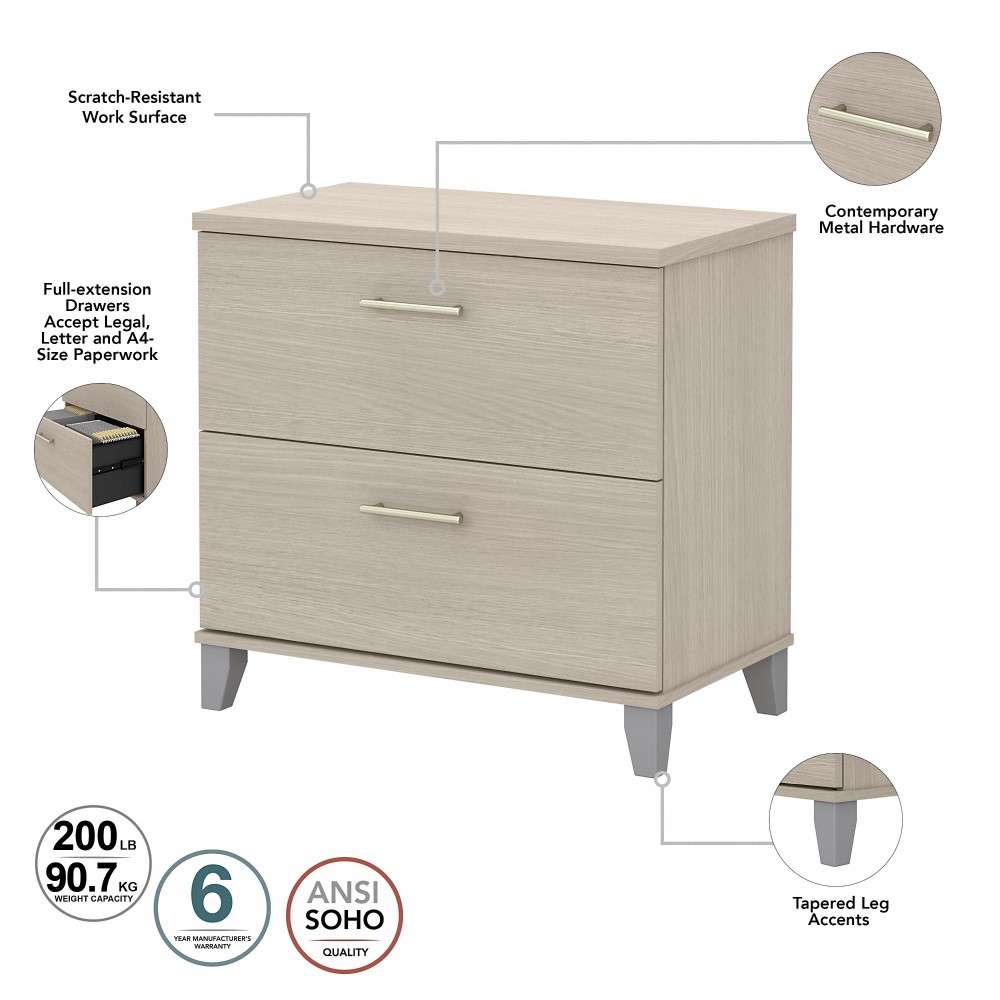 Bush Furniture - Somerset Lateral File in Sand Oak - WC81180 veiw 6