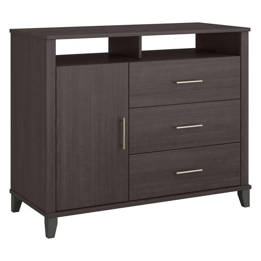 Bush Furniture - Somerset Storage 3 Drawer Dresser and Bedroom TV Stand in Storm Gray - STV148SGK veiw 1