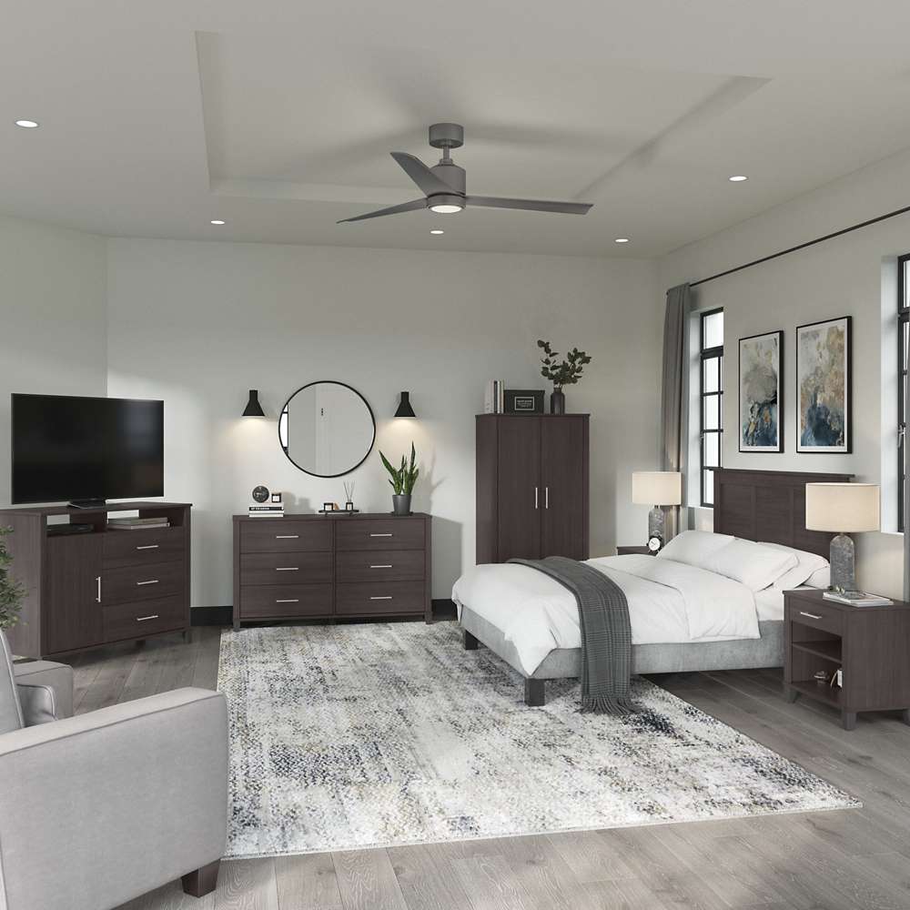 Bush Furniture - Somerset Storage 3 Drawer Dresser and Bedroom TV Stand in Storm Gray - STV148SGK veiw 7