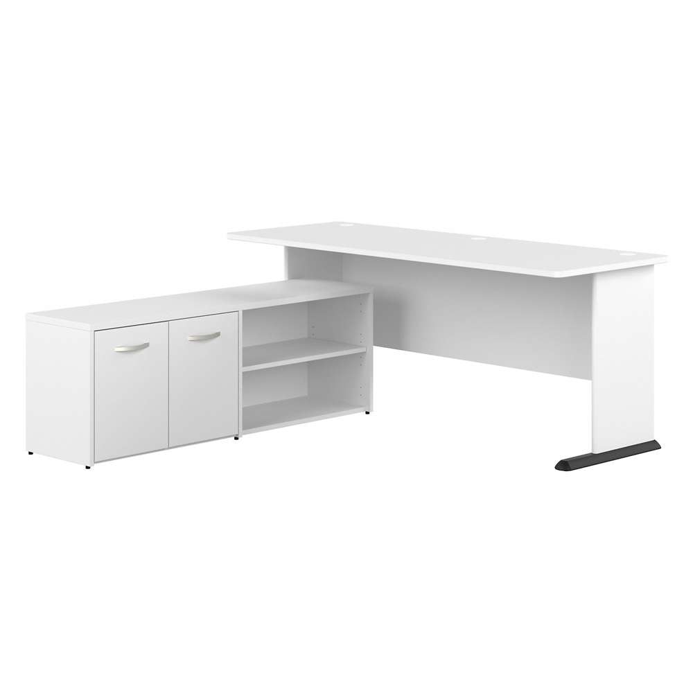 Bush Furniture - Studio A 72W L Shaped Gaming Desk with Storage in White - STA012WH veiw 1