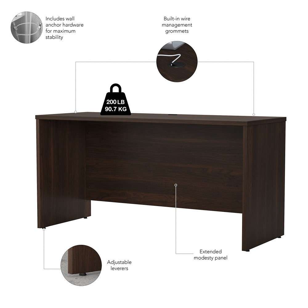 Bush Furniture - Studio C 60W x 24D Credenza Desk in Black Walnut - SCD360BW veiw 3