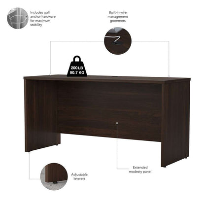 Bush Furniture - Studio C 60W x 24D Credenza Desk in Black Walnut - SCD360BW veiw 3