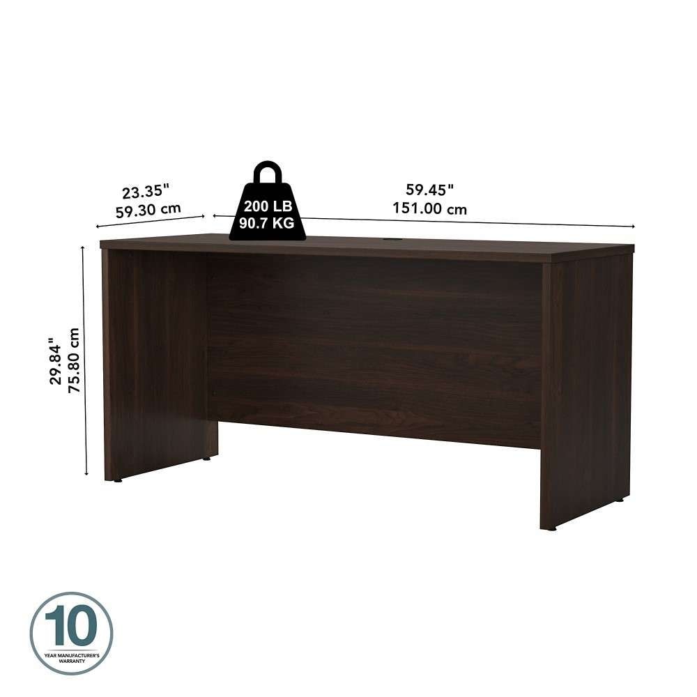 Bush Furniture - Studio C 60W x 24D Credenza Desk in Black Walnut - SCD360BW veiw 6