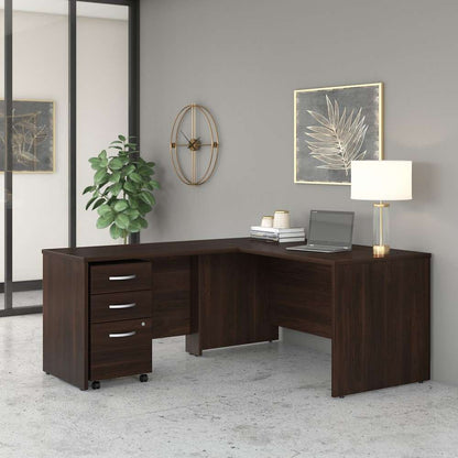 Bush Furniture - Studio C 60W x 30D L Shaped Desk with Mobile File Cabinet and 42W Return in Black Walnut - STC008BWSU veiw 1