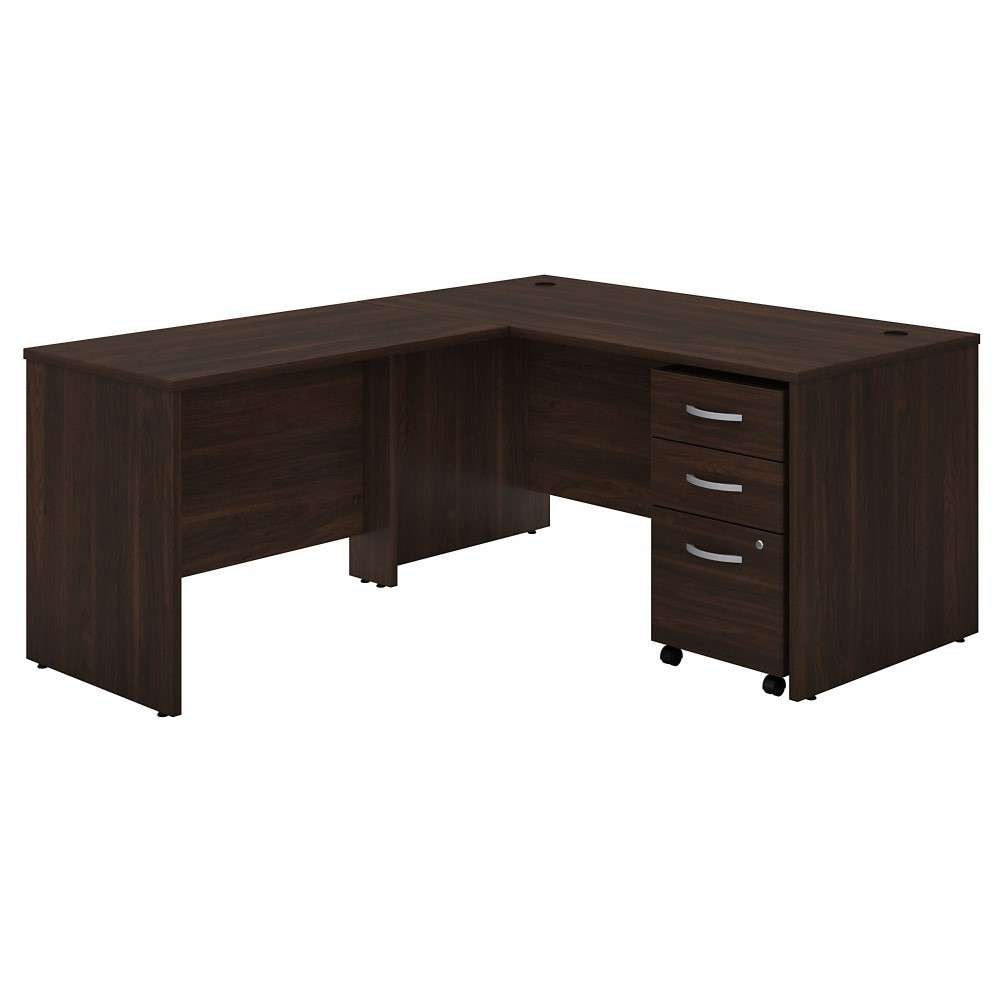 Bush Furniture - Studio C 60W x 30D L Shaped Desk with Mobile File Cabinet and 42W Return in Black Walnut - STC008BWSU veiw 2