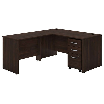 Bush Furniture - Studio C 60W x 30D L Shaped Desk with Mobile File Cabinet and 42W Return in Black Walnut - STC008BWSU veiw 2