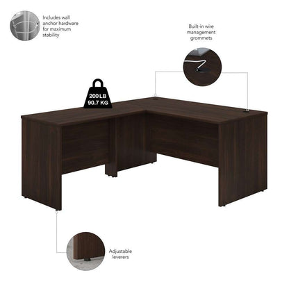 Bush Furniture - Studio C 60W x 30D L Shaped Desk with Mobile File Cabinet and 42W Return in Black Walnut - STC008BWSU veiw 3