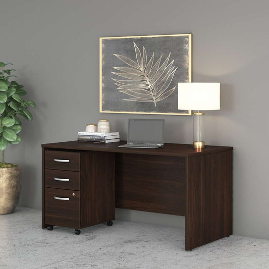 Bush Furniture - Studio C 60W x 30D Office Desk with Mobile File Cabinet in Black Walnut - STC014BWSU veiw 1